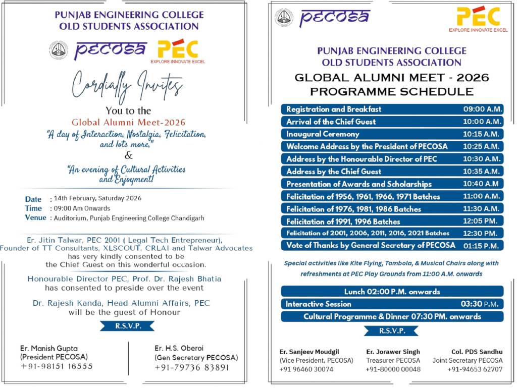 PEC to Host Global Annual Alumni Meet 2026 on February 14
